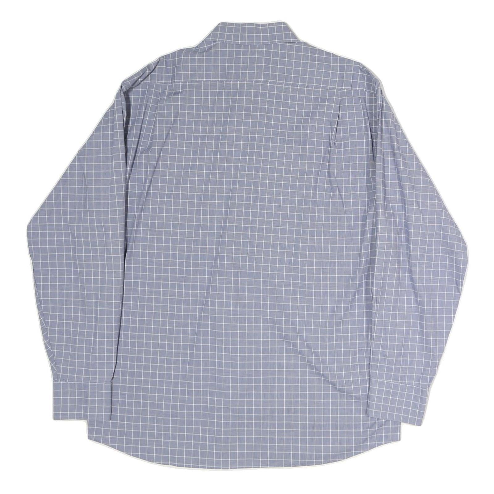 TOMMY HILFIGER Mens Blue & White Checked Shirt L Classic Cotton Long Sleeve