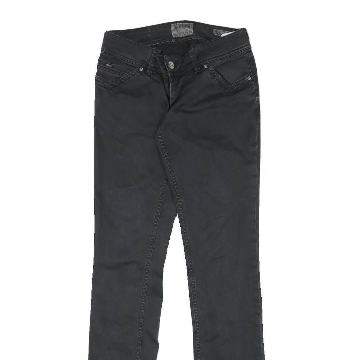 TOMMY HILFIGER Womens Slim Black Denim Jeans W28 L33 Stylish Zip Closure