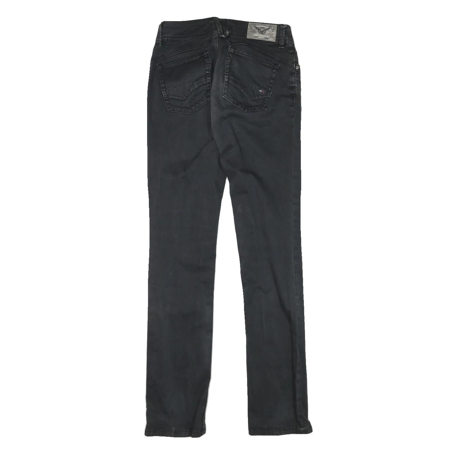 TOMMY HILFIGER Womens Slim Black Denim Jeans W28 L33 Stylish Zip Closure