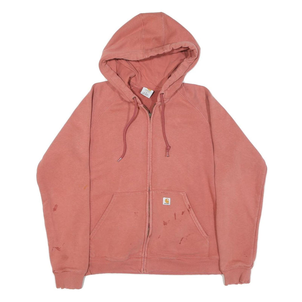 CARHARTT Womens Pink Full Zip Hoodie S Cotton Blend Casual Outdoor Zip Up