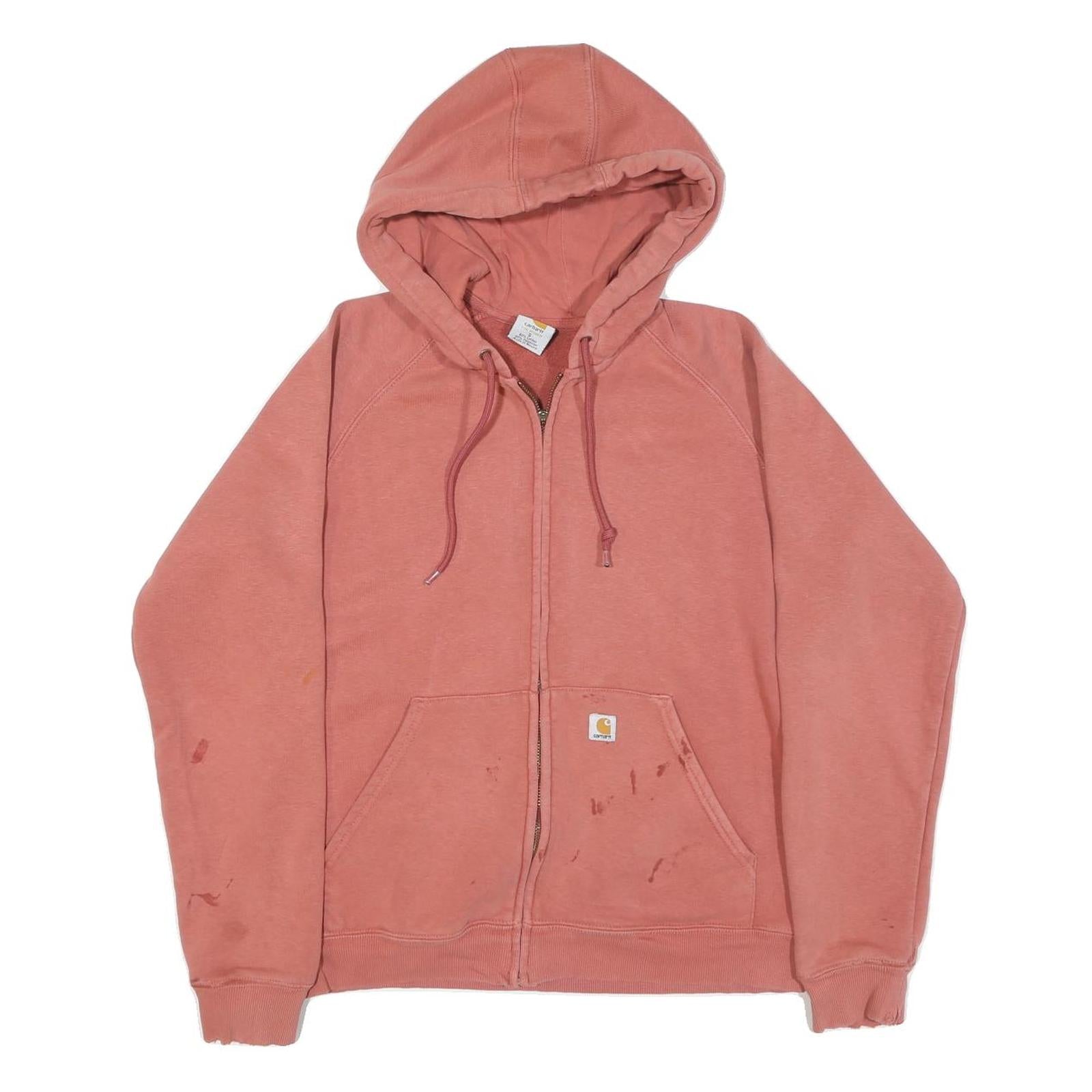 CARHARTT Womens Pink Full Zip Hoodie S Cotton Blend Casual Outdoor Zip Up