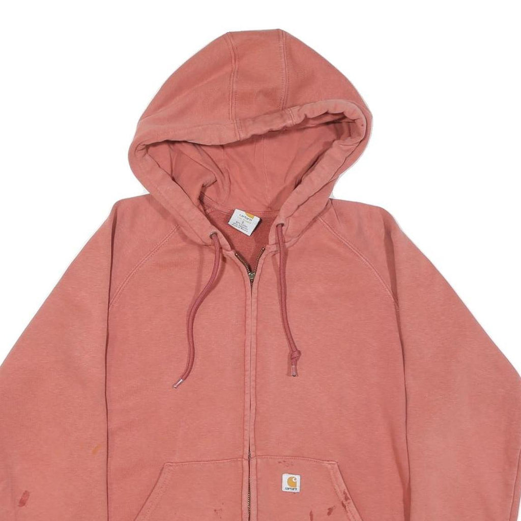 CARHARTT Womens Pink Full Zip Hoodie S Cotton Blend Casual Outdoor Zip Up