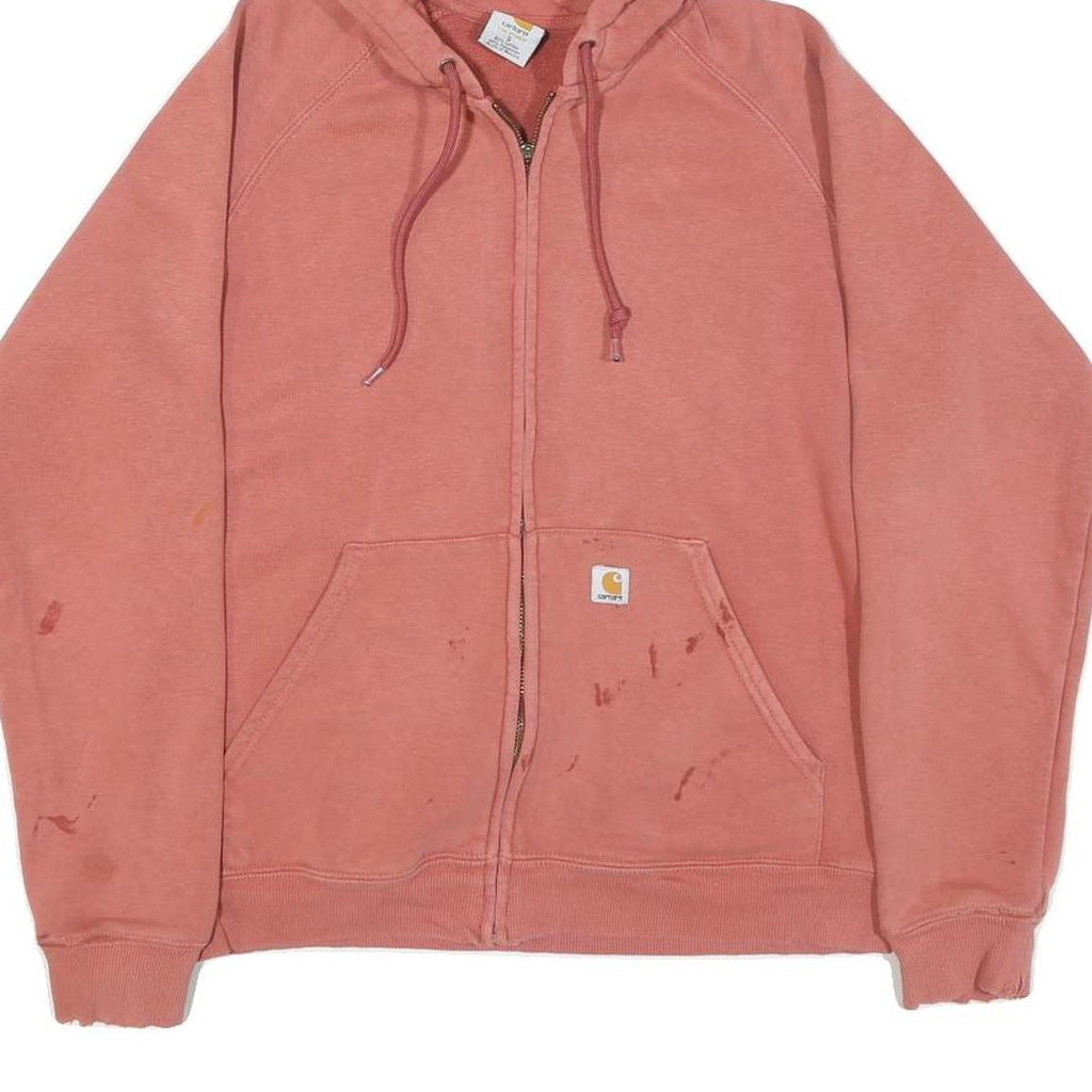 CARHARTT Womens Pink Full Zip Hoodie S Cotton Blend Casual Outdoor Zip Up