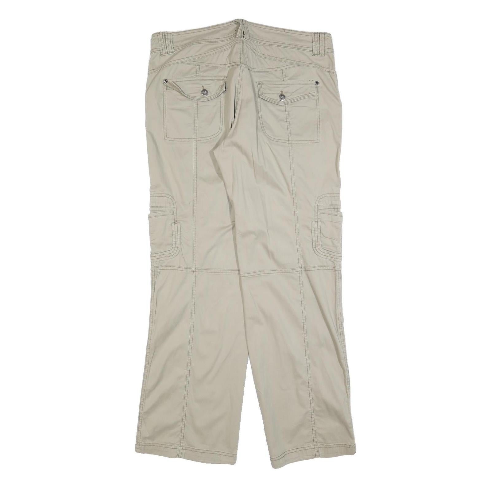 BIAGGINI Womens Regular Beige Cotton Blend Zip Trousers W36 L32 Casual Cargo