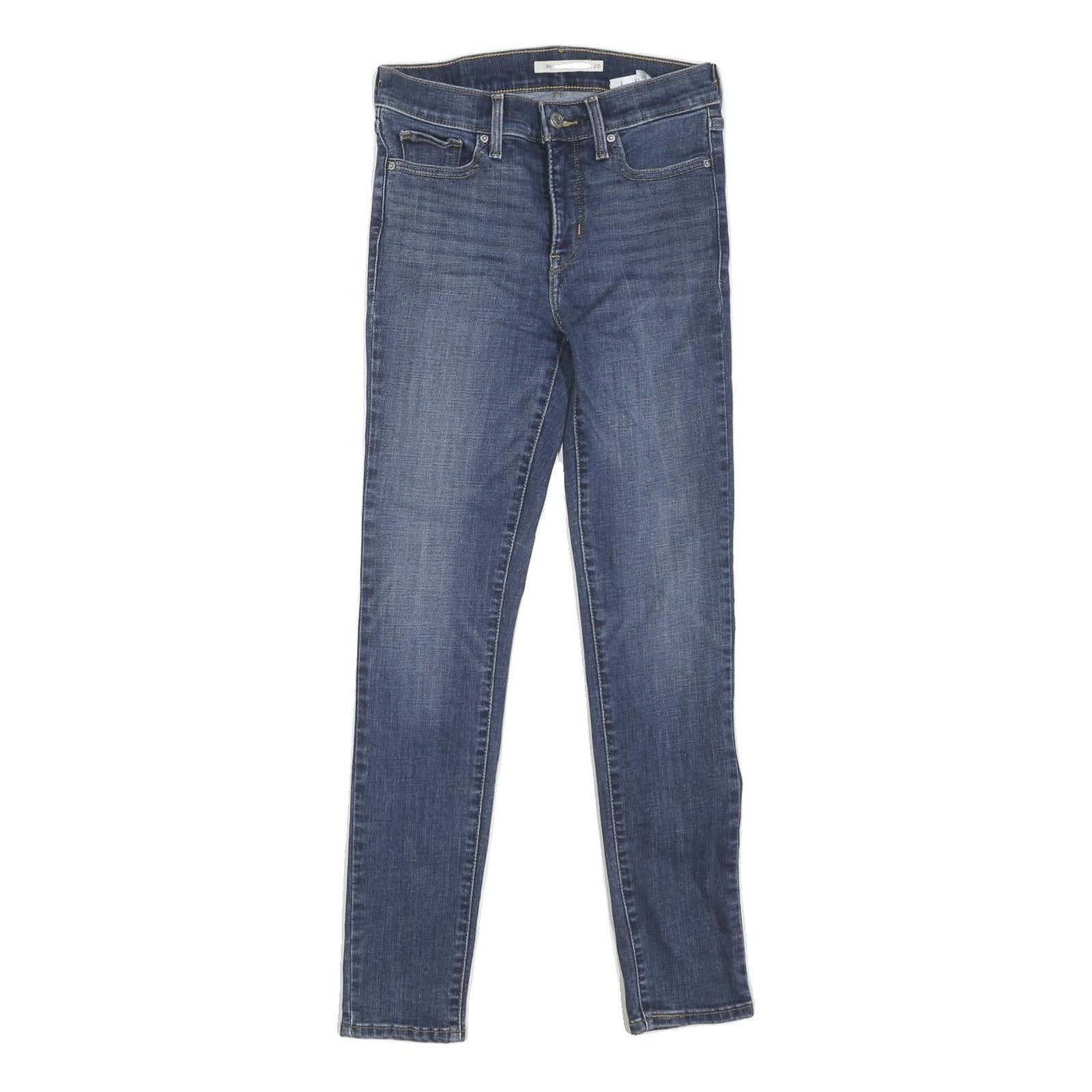 LEVI'S Womens Blue Regular Skinny Denim Raw W26 L27 Classic Zip Jeans