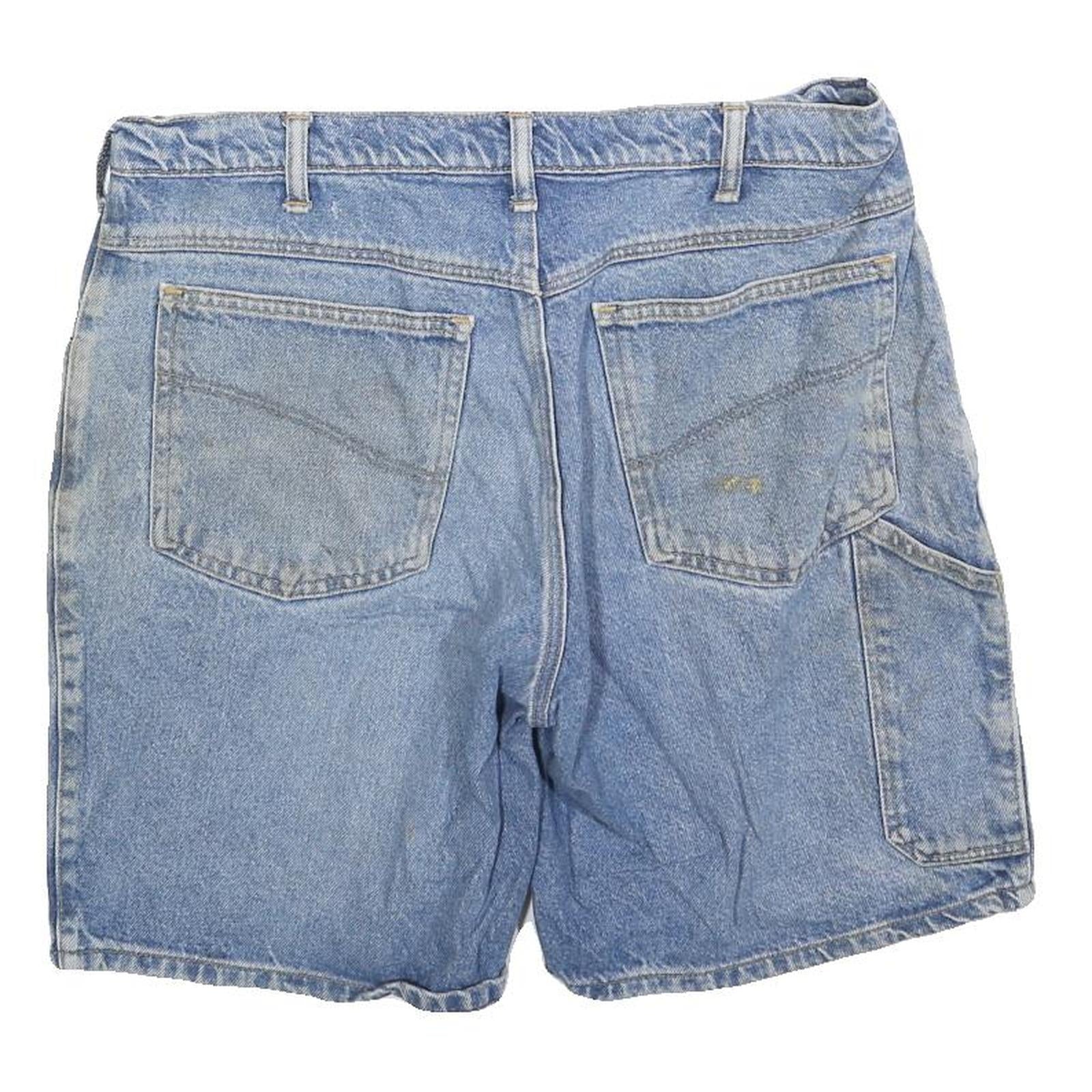 Mens Light Blue Cotton Blend Denim Casual Shorts M W30 Practical Pockets