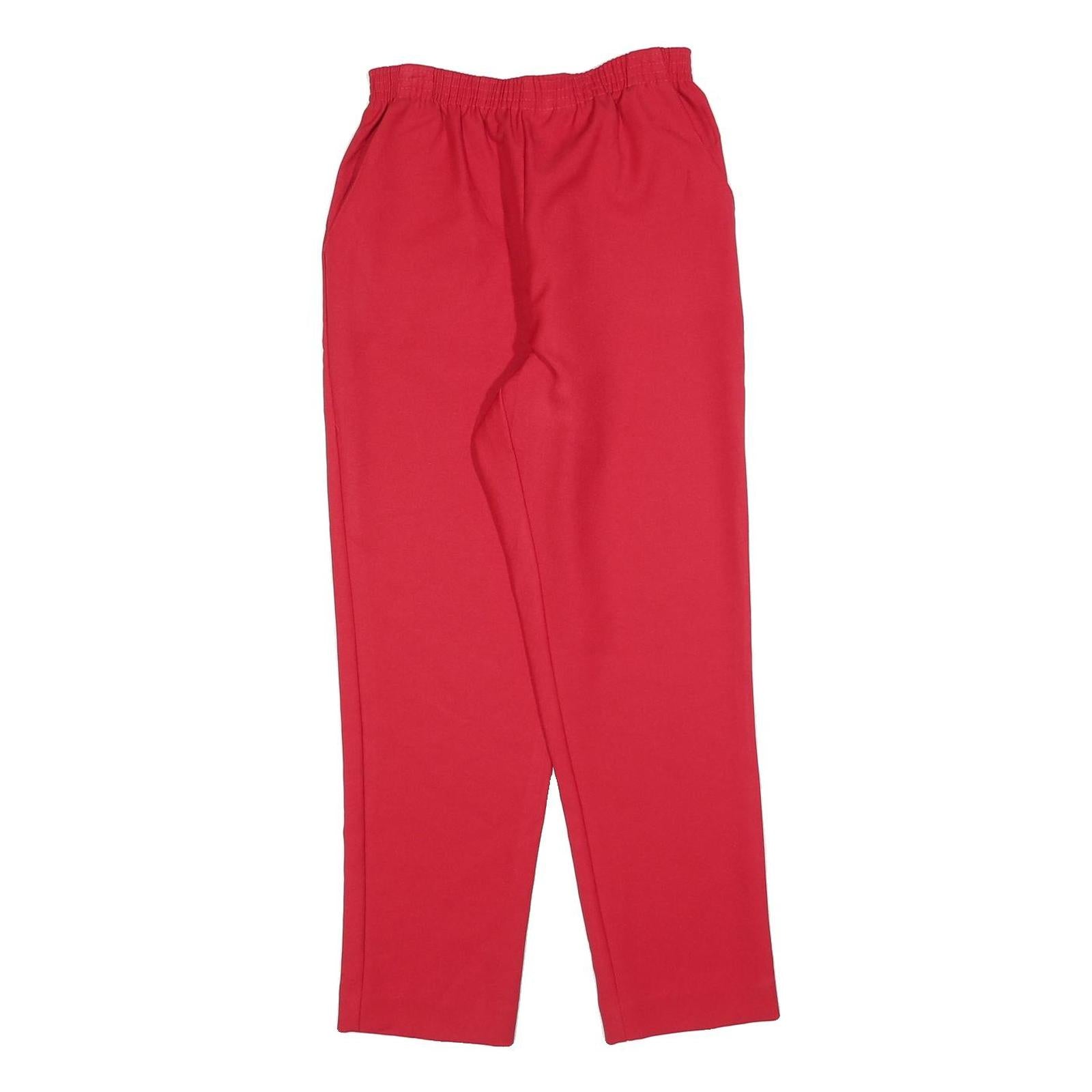DON KENNY Womens Polyester Red Relaxed Straight Trousers W26 L26 Elastic Waist
