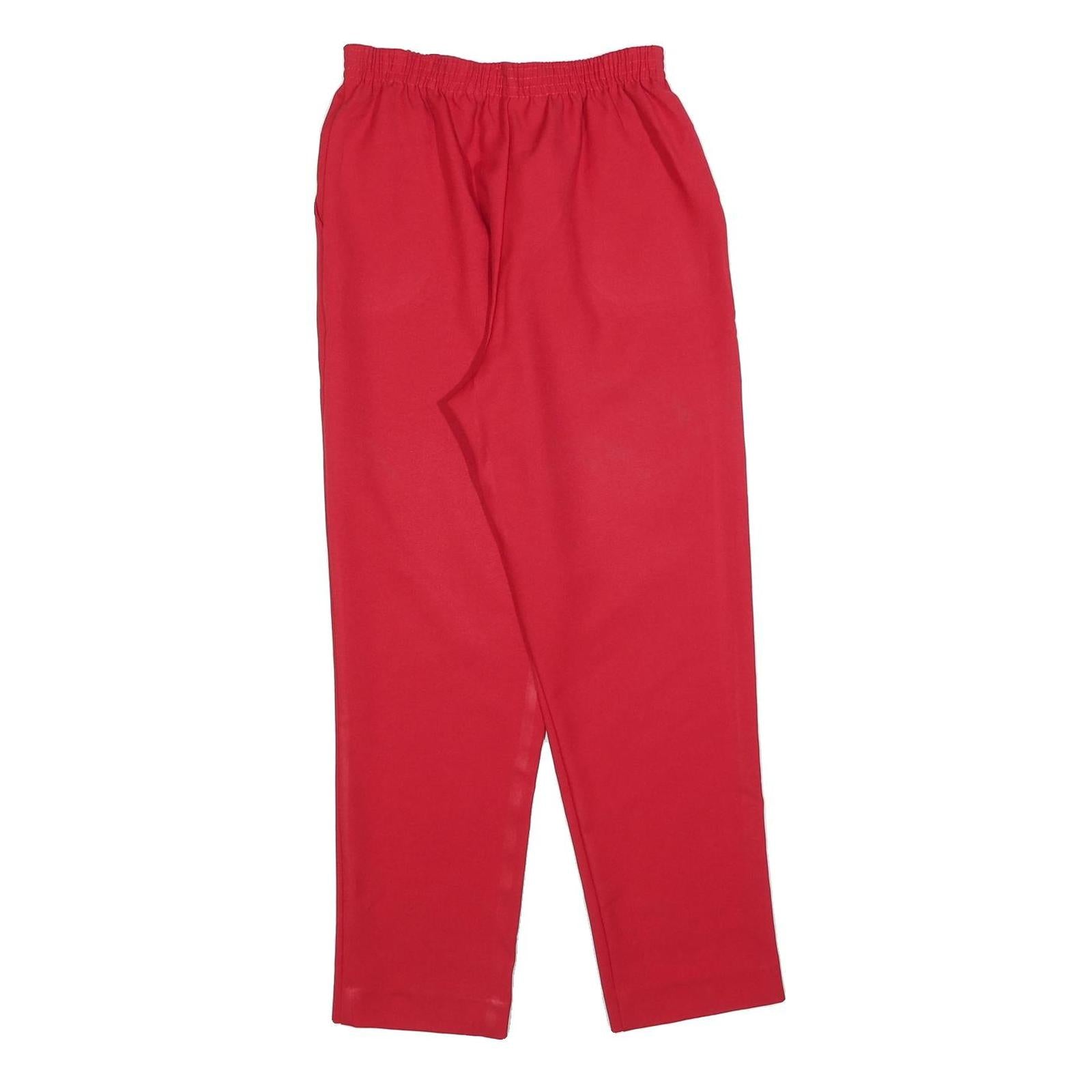 DON KENNY Womens Polyester Red Relaxed Straight Trousers W26 L26 Elastic Waist