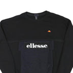 ELLESSE Mens Black & Navy Sweatshirt Crew Neck XS Logo Pocket Sport Casual
