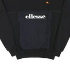 ELLESSE Mens Black & Navy Sweatshirt Crew Neck XS Logo Pocket Sport Casual