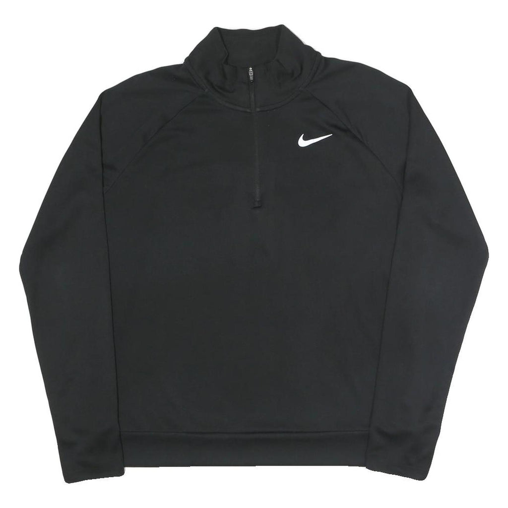 NIKE Womens Black 1/4 Zip Sweatshirt M Sports Training Athletic Pullover