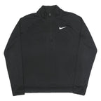 NIKE Womens Black 1/4 Zip Sweatshirt M Sports Training Athletic Pullover
