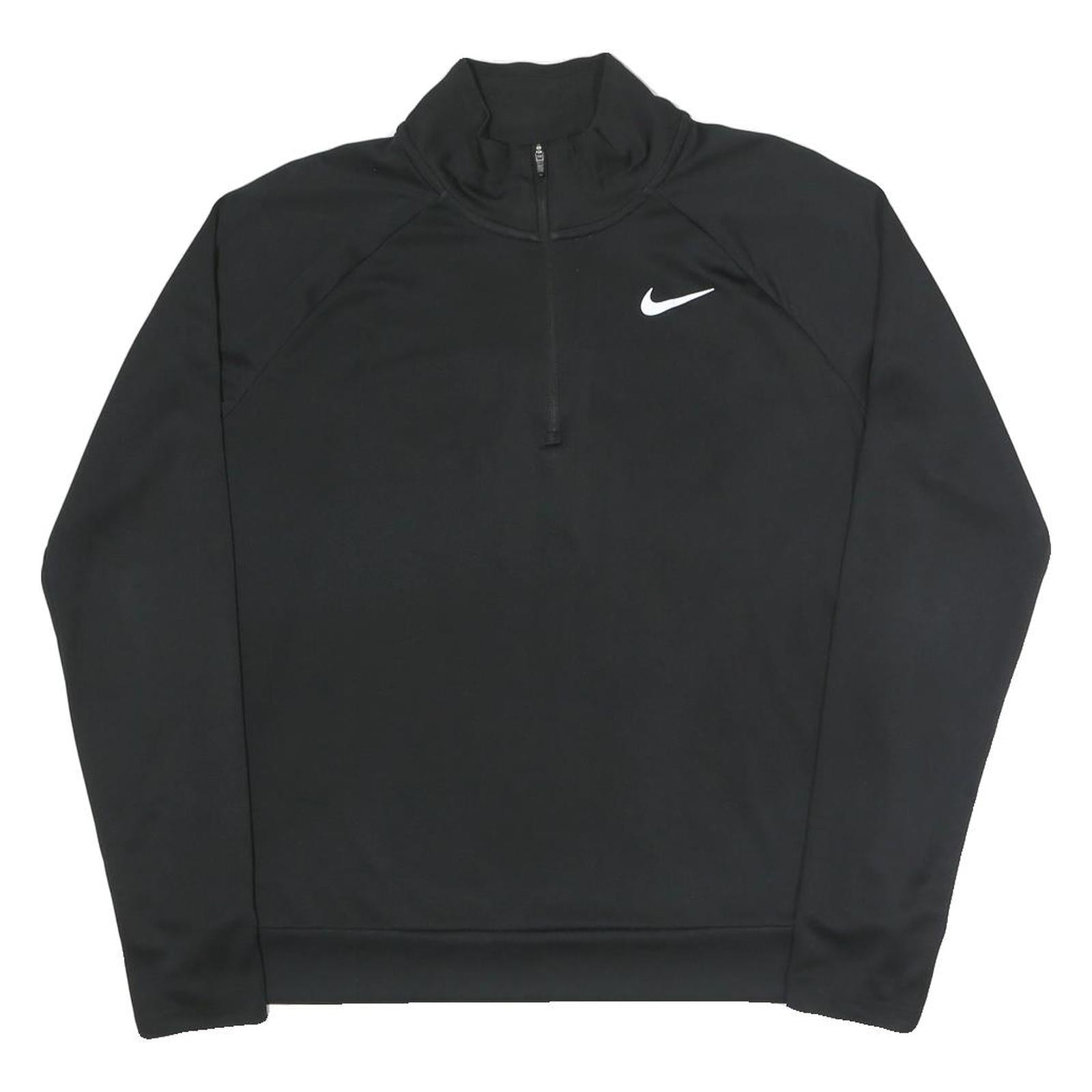 NIKE Womens Black 1/4 Zip Sweatshirt M Sports Training Athletic Pullover