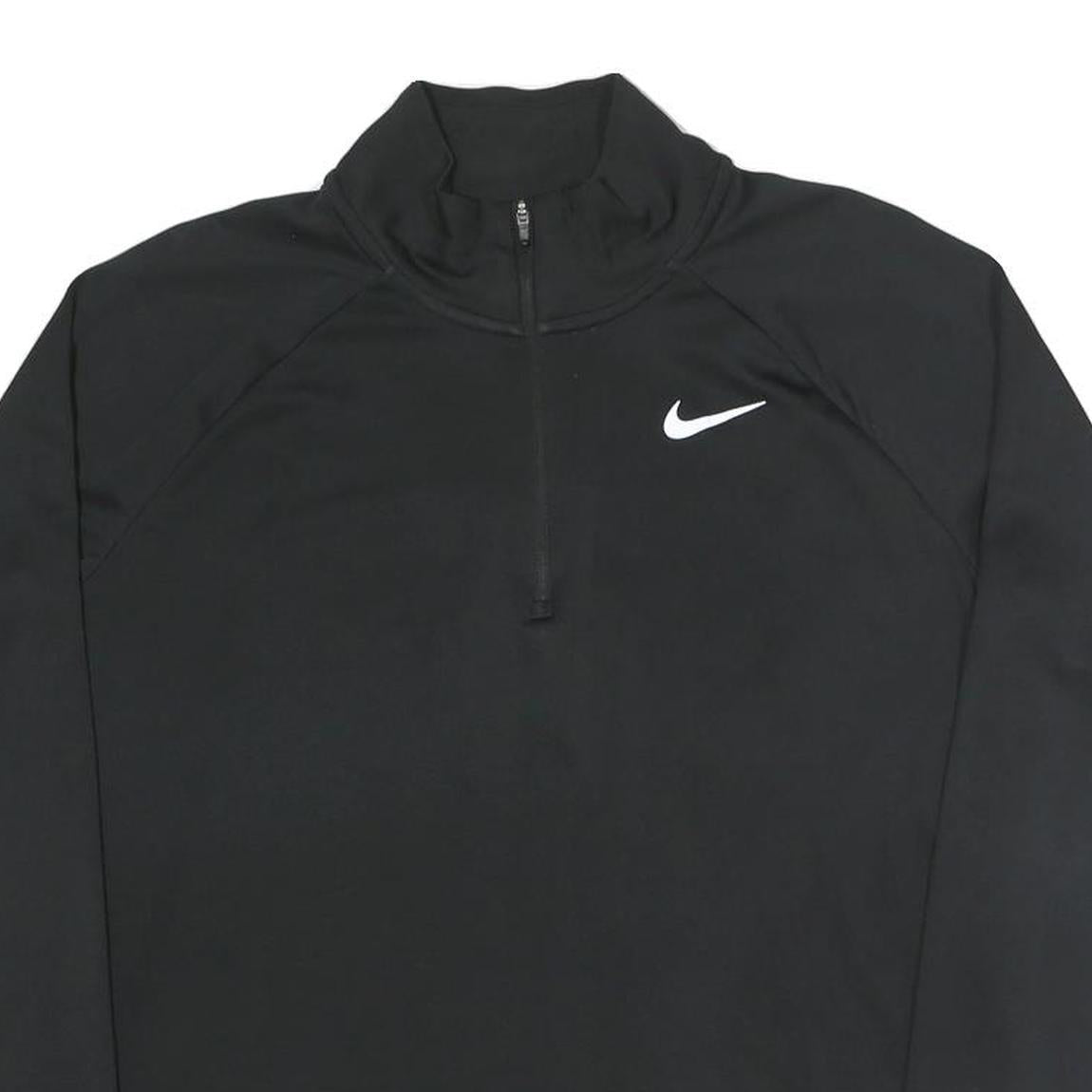 NIKE Womens Black 1/4 Zip Sweatshirt M Sports Training Athletic Pullover