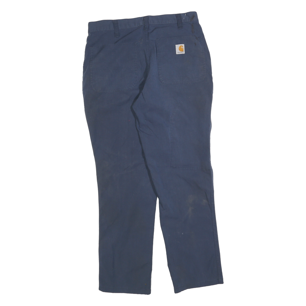 CARHARTT Mens Cotton Blend Navy Relaxed Straight Trousers W30 L30 Workwear Zip