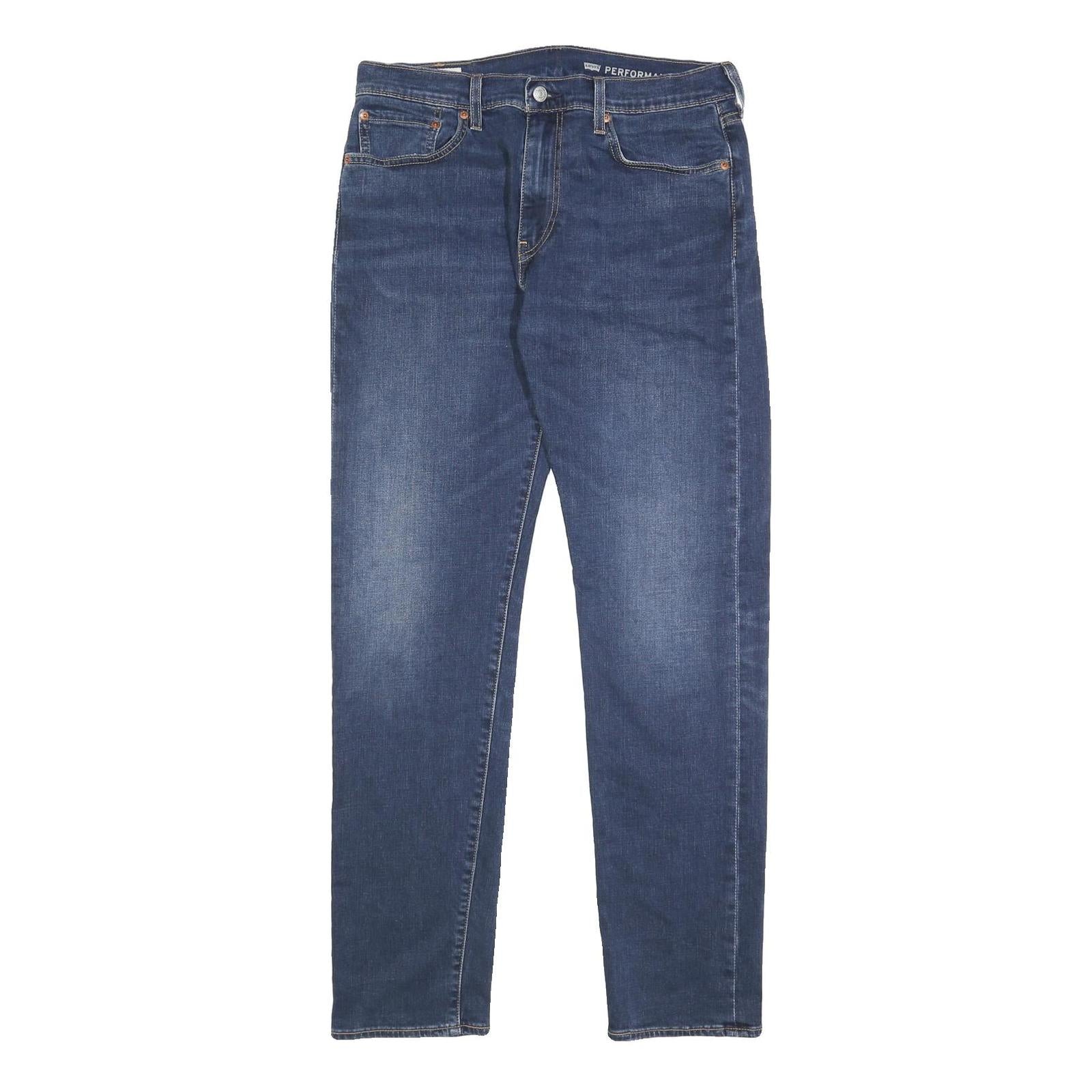 LEVI'S 502 BIG E Mens Jeans Blue Slim Straight Denim Medium W33 L34 Slim Fit Zip