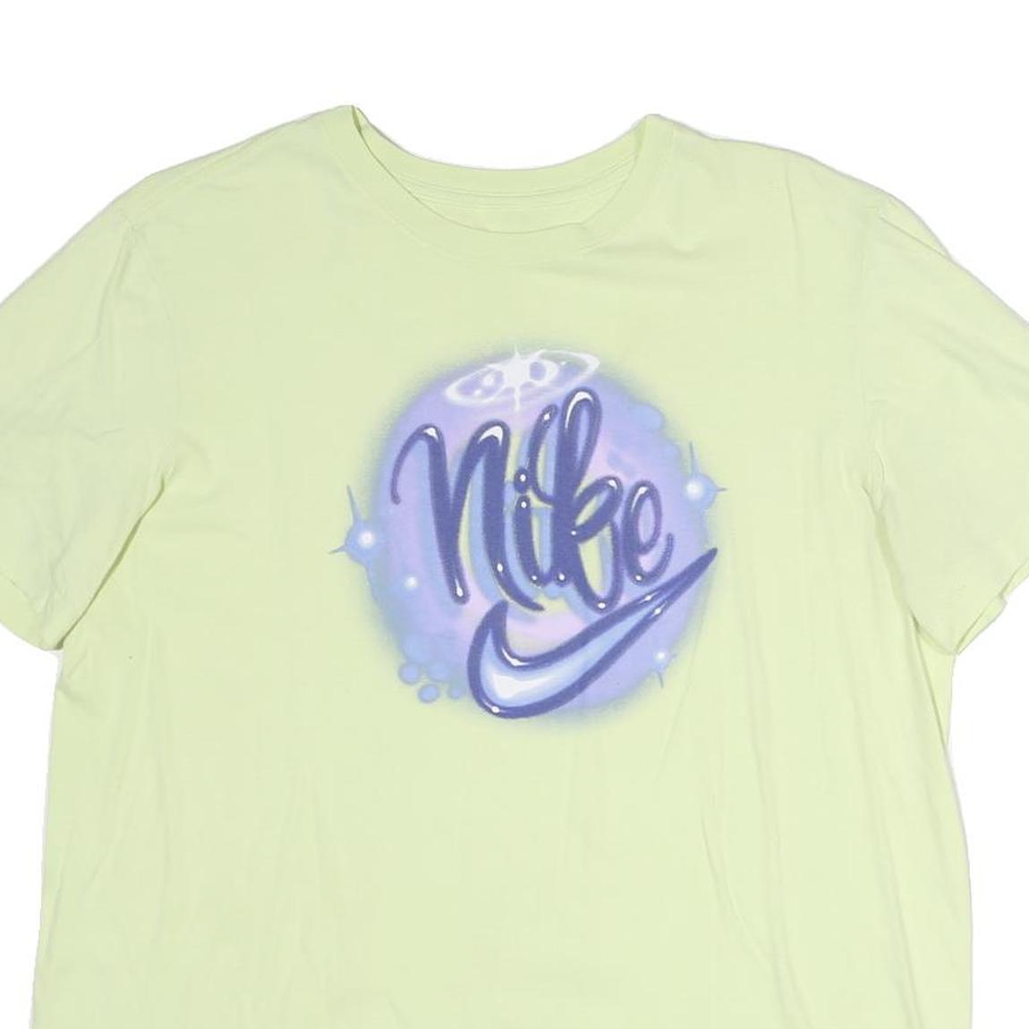 NIKE Womens Yellow Graphic T-Shirt L Short Sleeve Crew Neck Casual Wear