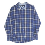 TOMMY HILFIGER Mens Blue Plaid Shirt L Classic Fit Button Up Long Sleeve