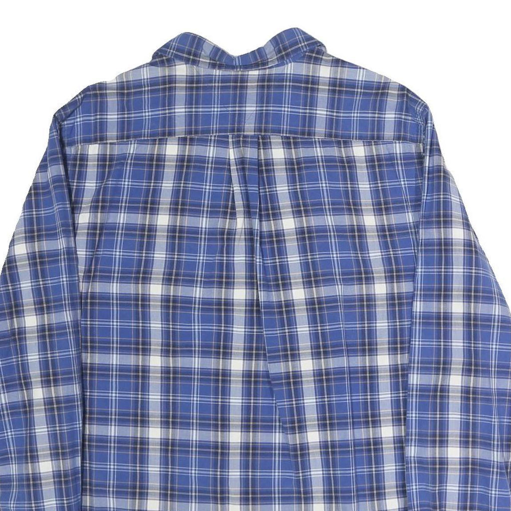 TOMMY HILFIGER Mens Blue Plaid Shirt L Classic Fit Button Up Long Sleeve