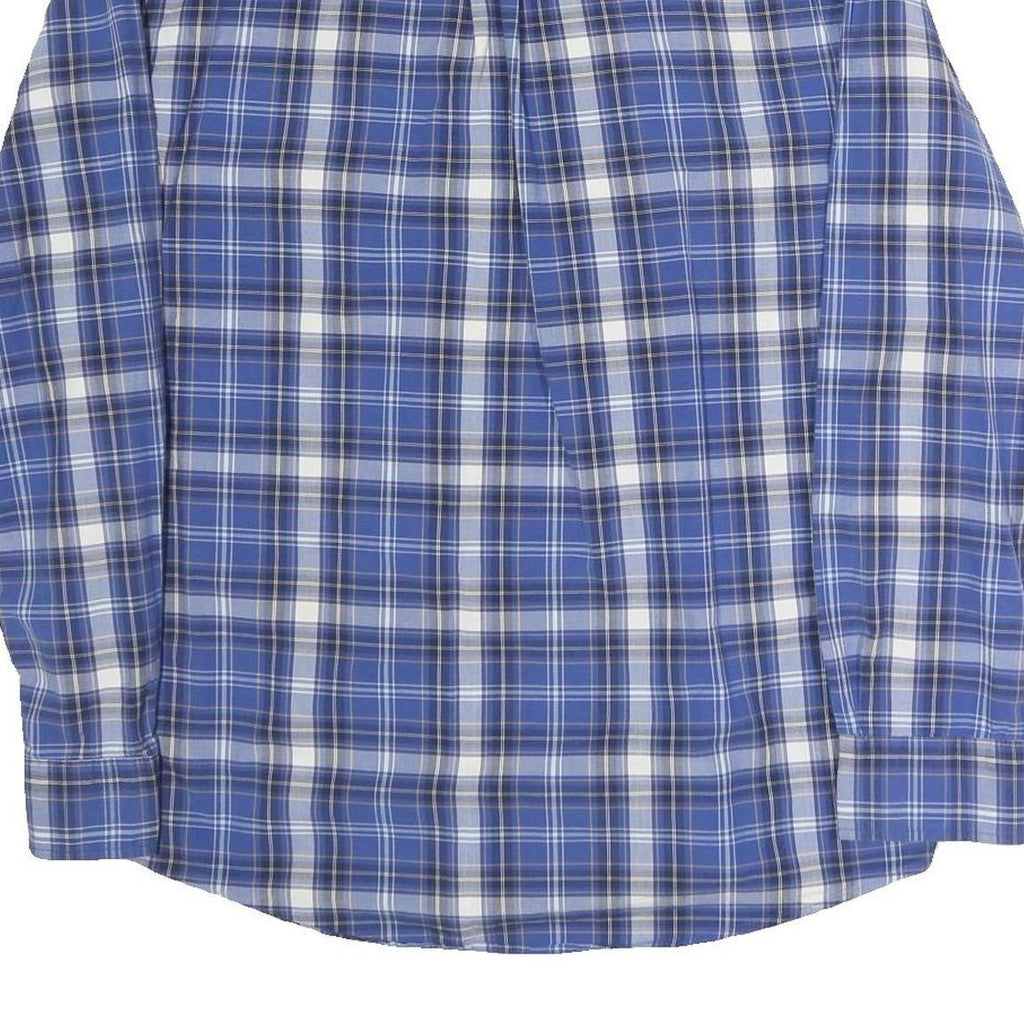 TOMMY HILFIGER Mens Blue Plaid Shirt L Classic Fit Button Up Long Sleeve