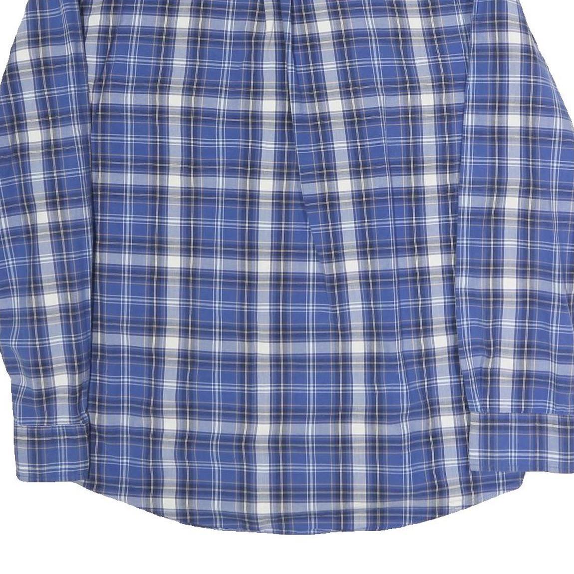 TOMMY HILFIGER Mens Blue Plaid Shirt L Classic Fit Button Up Long Sleeve