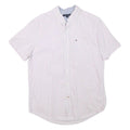 TOMMY HILFIGER Mens White & Pink Checked Shirt M Short Sleeve Button Down Cotton