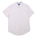TOMMY HILFIGER Mens White & Pink Checked Shirt M Short Sleeve Button Down Cotton
