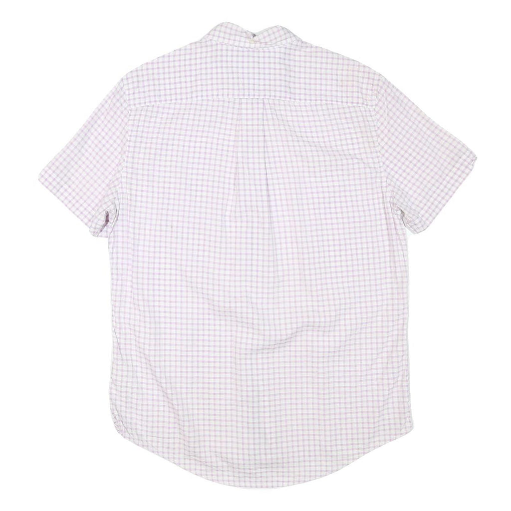 TOMMY HILFIGER Mens White & Pink Checked Shirt M Short Sleeve Button Down Cotton