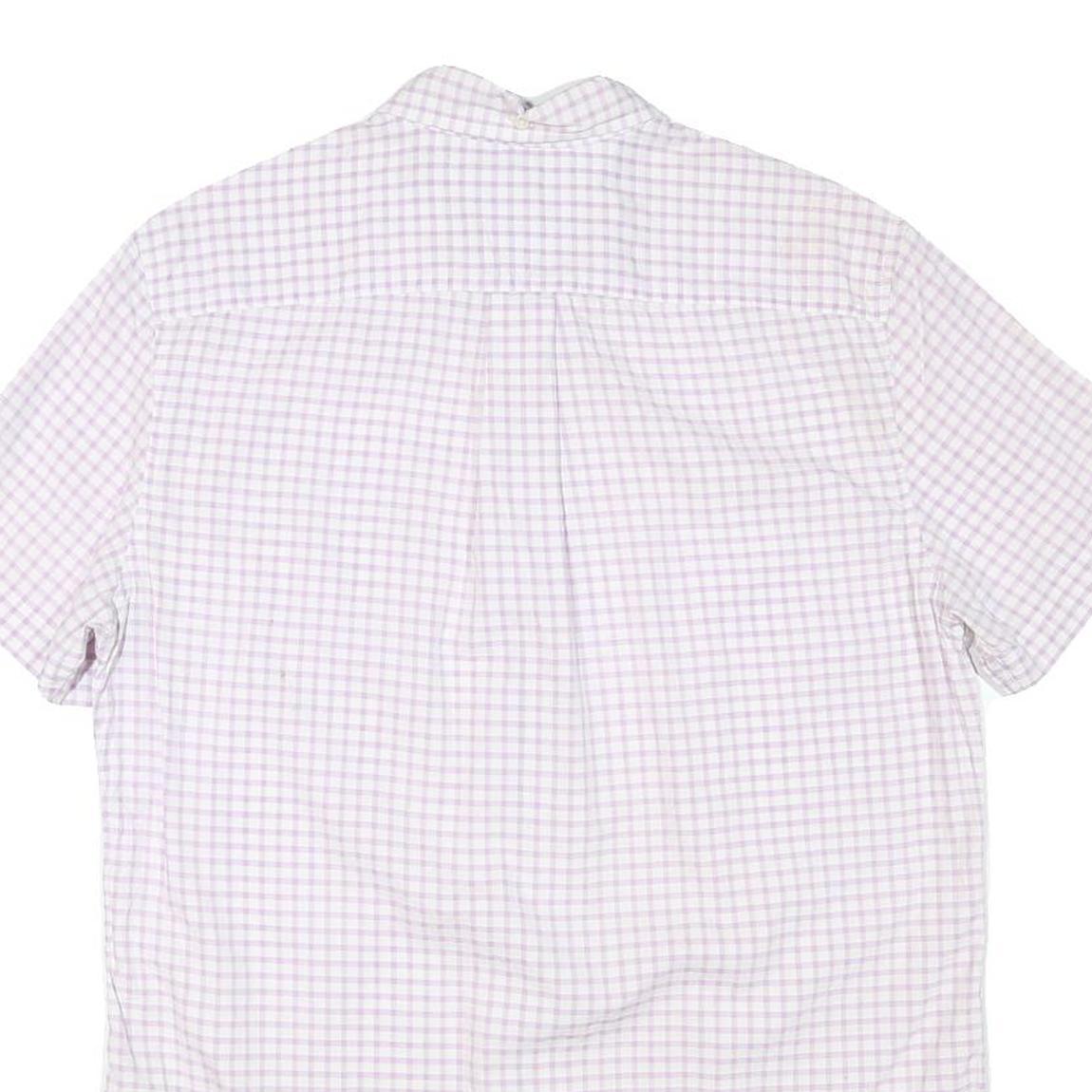 TOMMY HILFIGER Mens White & Pink Checked Shirt M Short Sleeve Button Down Cotton