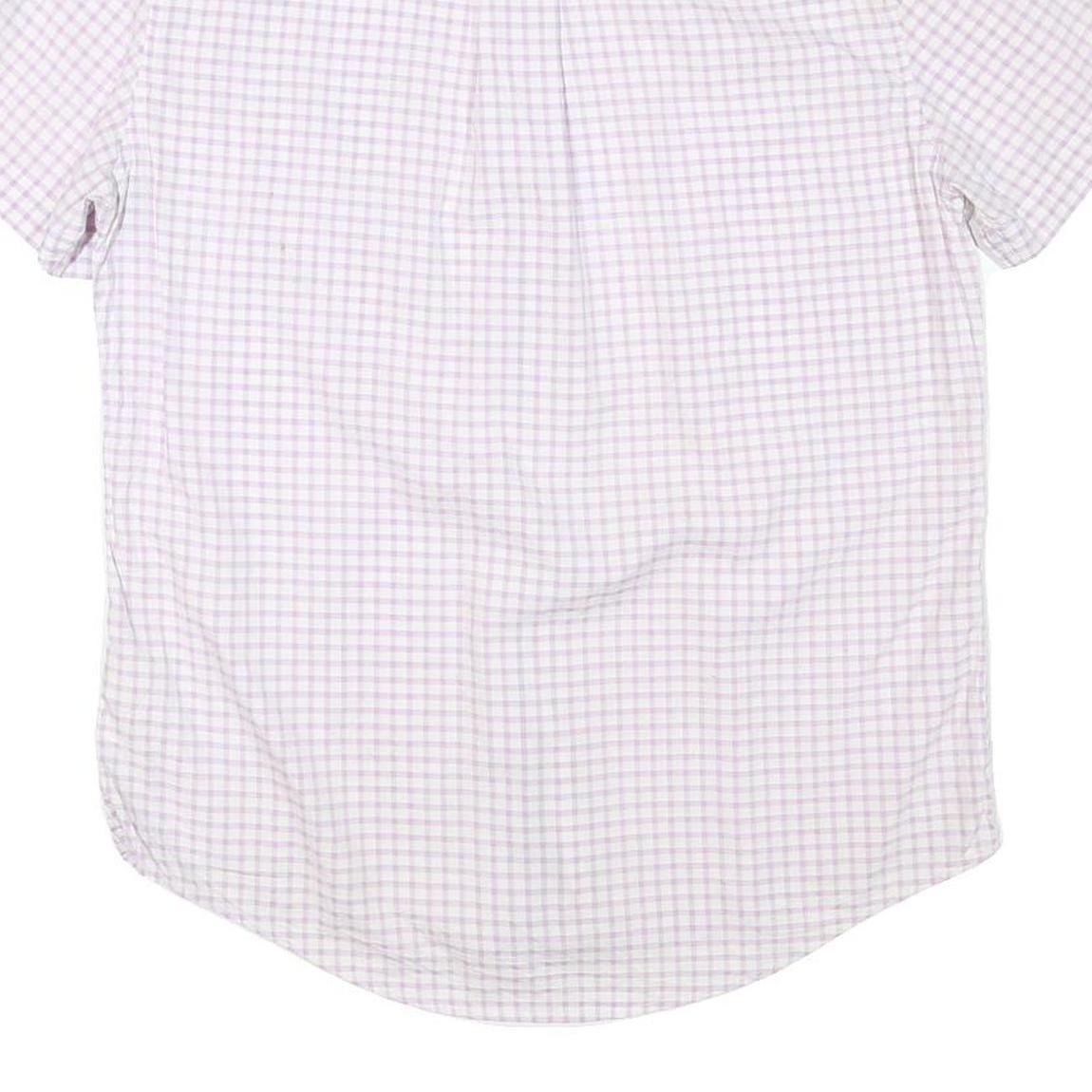 TOMMY HILFIGER Mens White & Pink Checked Shirt M Short Sleeve Button Down Cotton