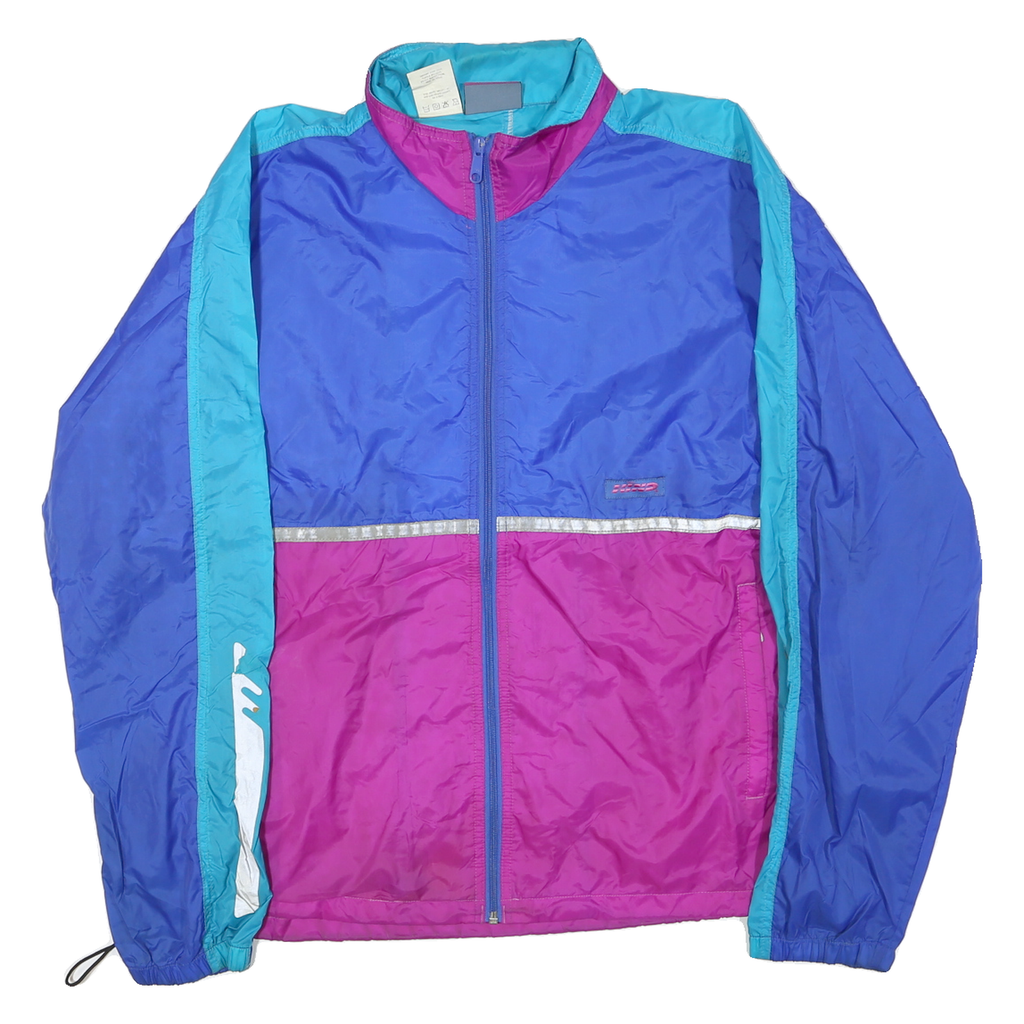 HIND Mens Blue & Pink Zip Jacket L Nylon Colourblock Sports Retro Casual