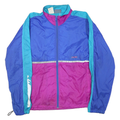 HIND Mens Blue & Pink Zip Jacket L Nylon Colourblock Sports Retro Casual