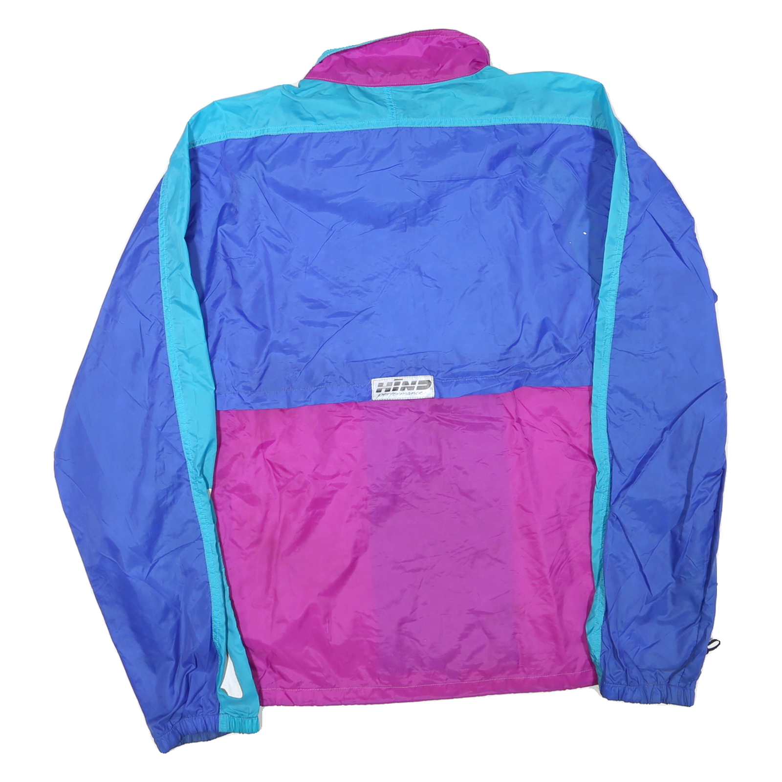 HIND Mens Blue & Pink Zip Jacket L Nylon Colourblock Sports Retro Casual
