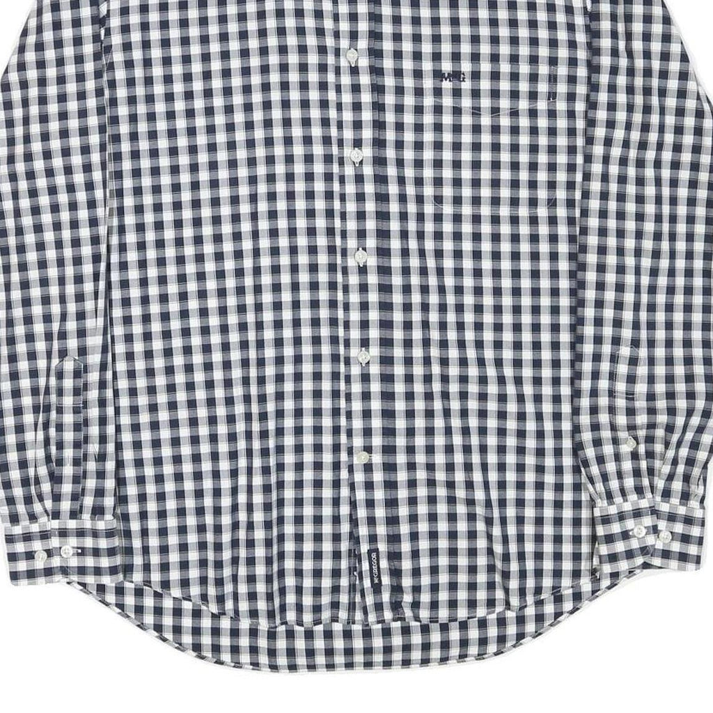 MCGREGOR Mens Blue & White Check Shirt L Cotton Blend Classic Fit Long Sleeve