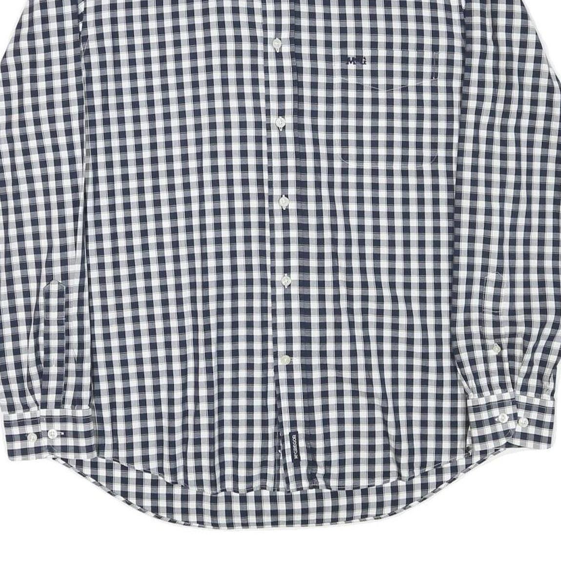 MCGREGOR Mens Blue & White Check Shirt L Cotton Blend Classic Fit Long Sleeve