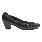 BALLY Womens Black Leather Court Shoes UK 6 Low Chunky Heel Elegant