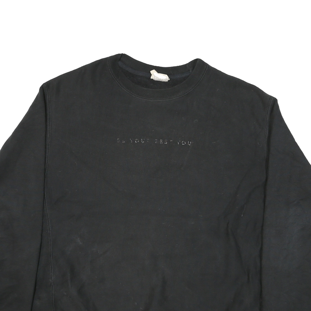 CHAMPION Mens Black Crew Neck L Sweatshirt Rapincoe Embroidered Logo