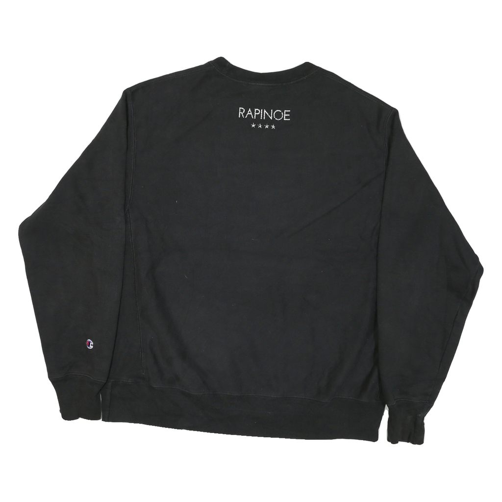 CHAMPION Mens Black Crew Neck L Sweatshirt Rapincoe Embroidered Logo
