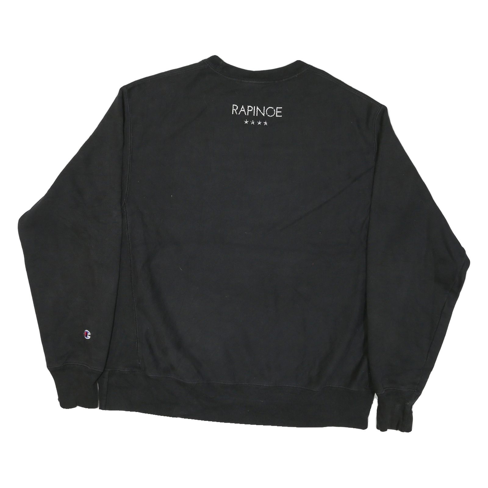 CHAMPION Mens Black Crew Neck L Sweatshirt Rapincoe Embroidered Logo