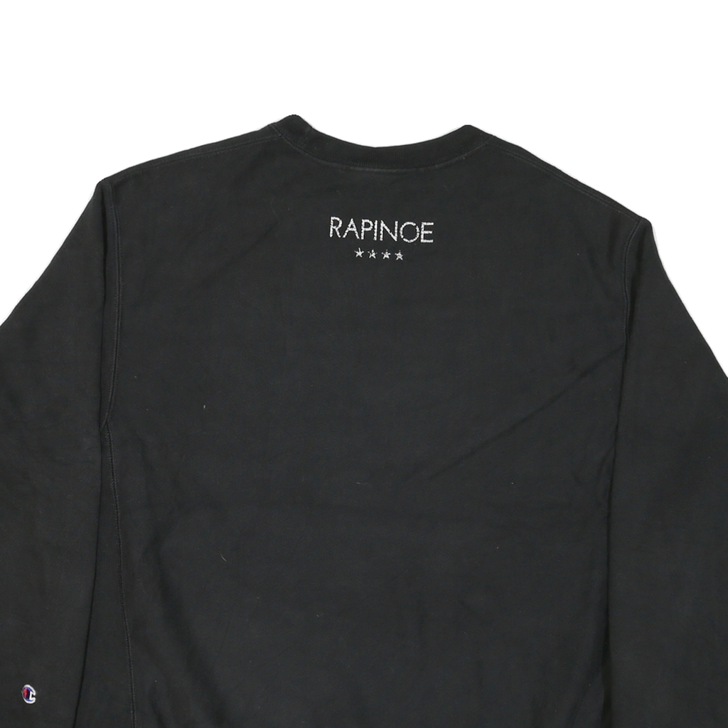 CHAMPION Mens Black Crew Neck L Sweatshirt Rapincoe Embroidered Logo