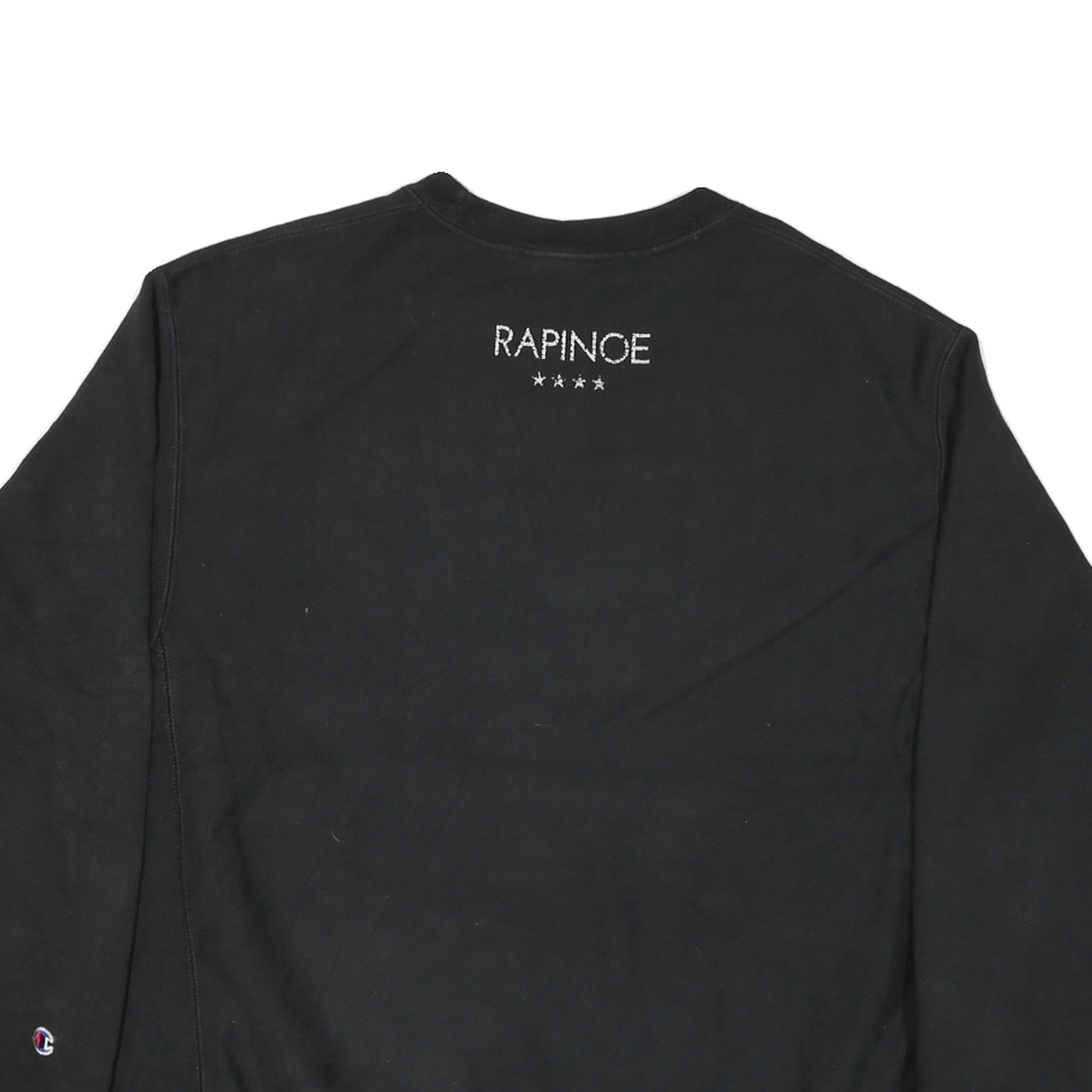 CHAMPION Mens Black Crew Neck L Sweatshirt Rapincoe Embroidered Logo