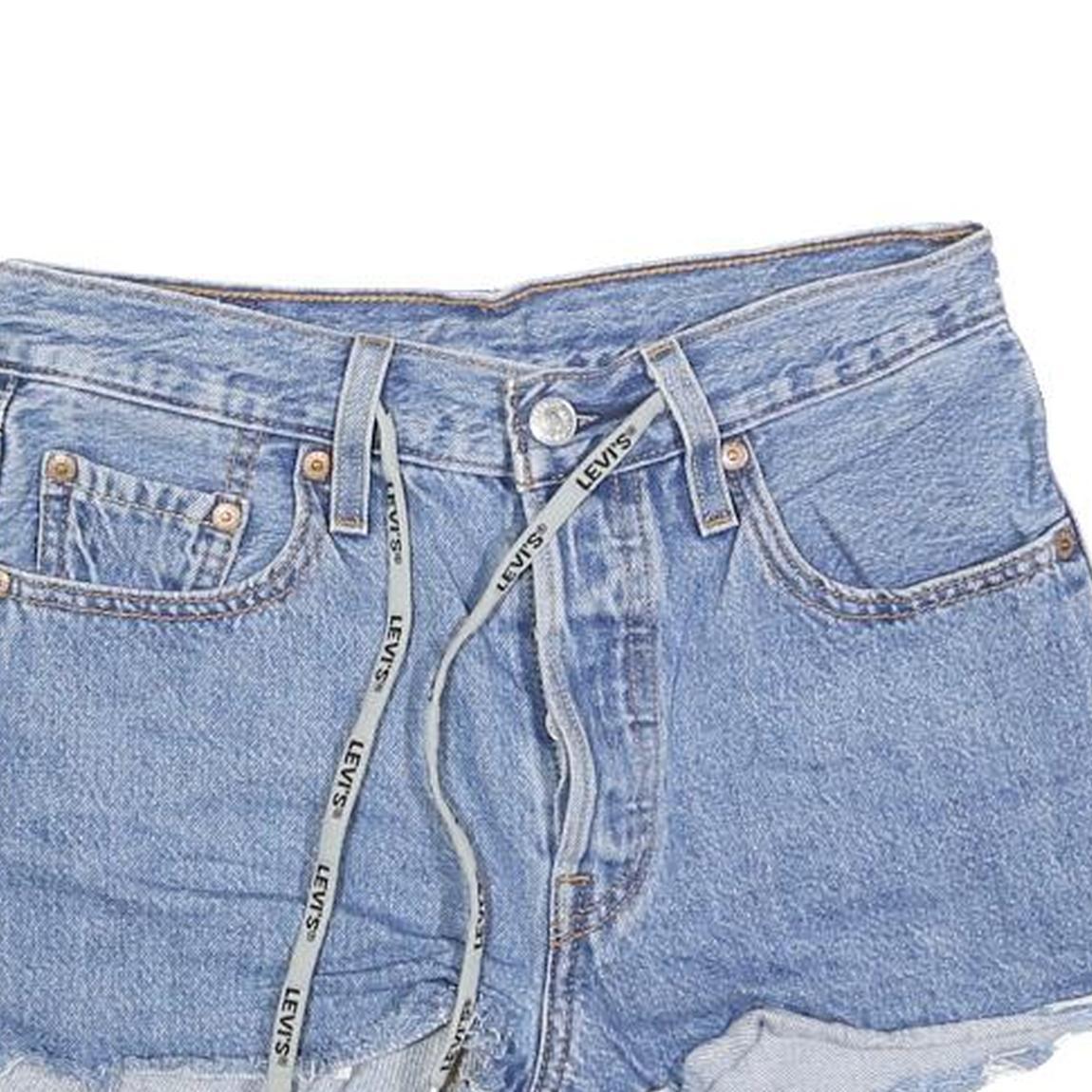 LEVI'S Womens Shorts Blue Denim Cut-Off XS W24 Retro Casual Summer