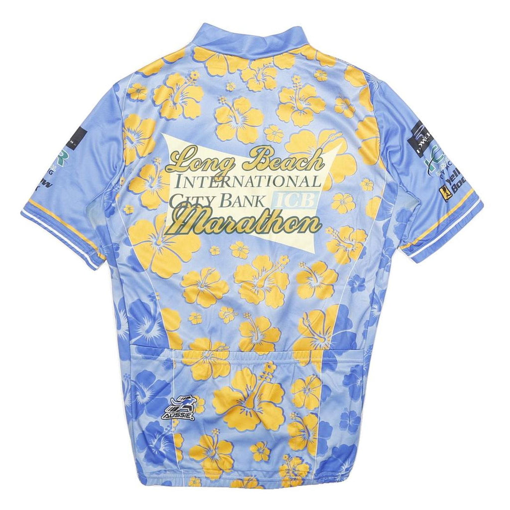 Mens Blue & Yellow Long Beach International City Bank Marathon Graphic T-Shirt L