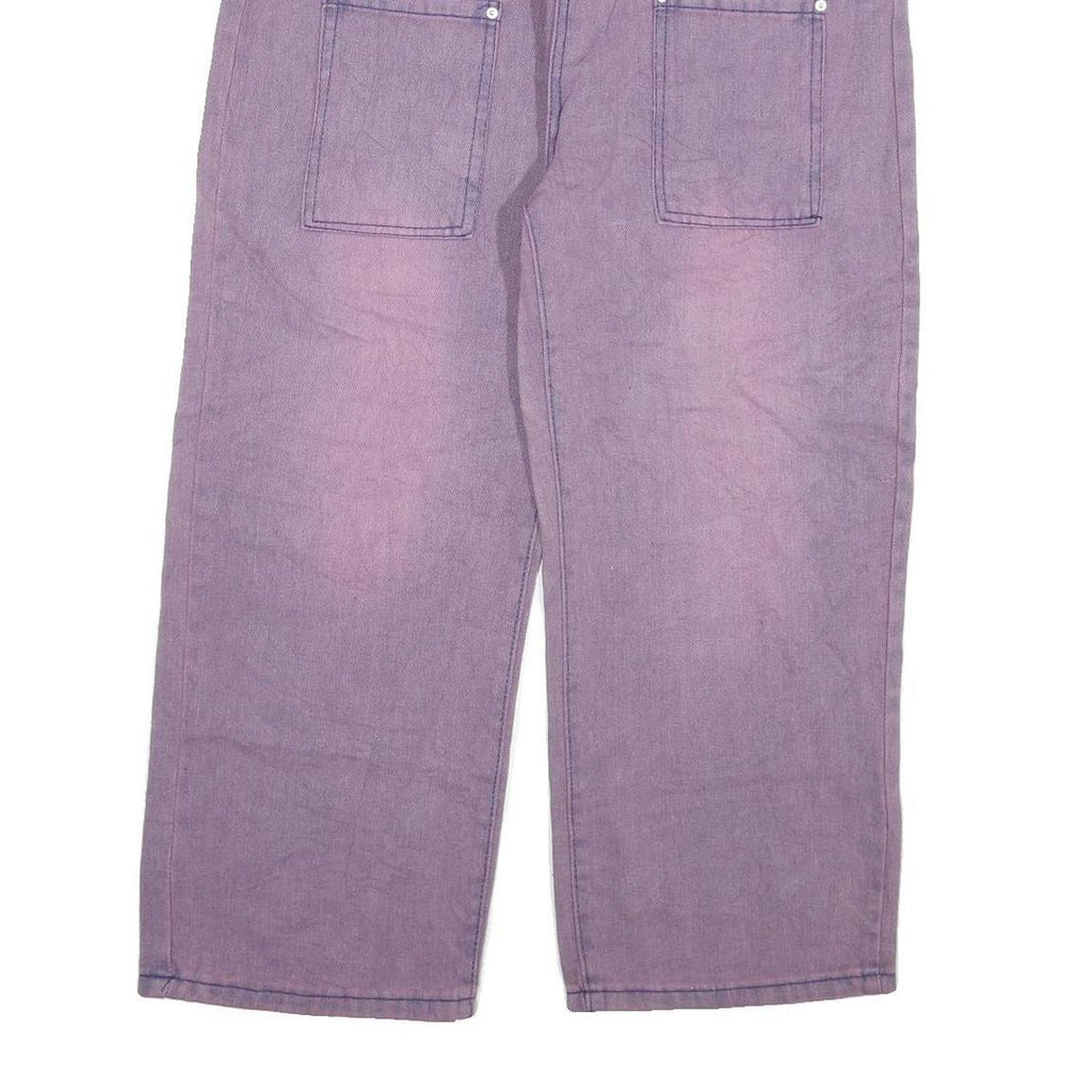 Womens Relaxed Purple Jeans Cotton Blend Zip W34 L24 Wide Leg Casual Vintage