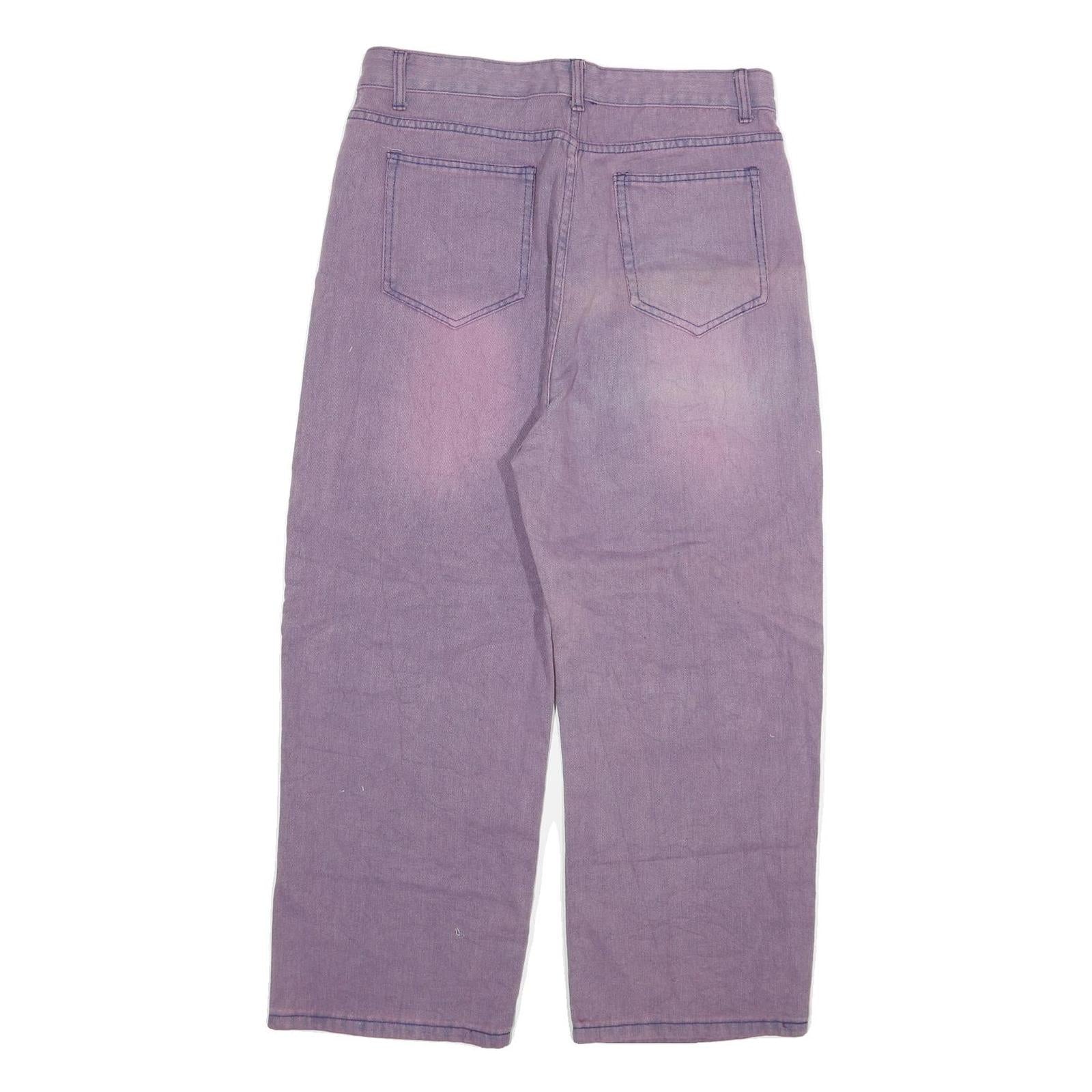 Womens Relaxed Purple Jeans Cotton Blend Zip W34 L24 Wide Leg Casual Vintage