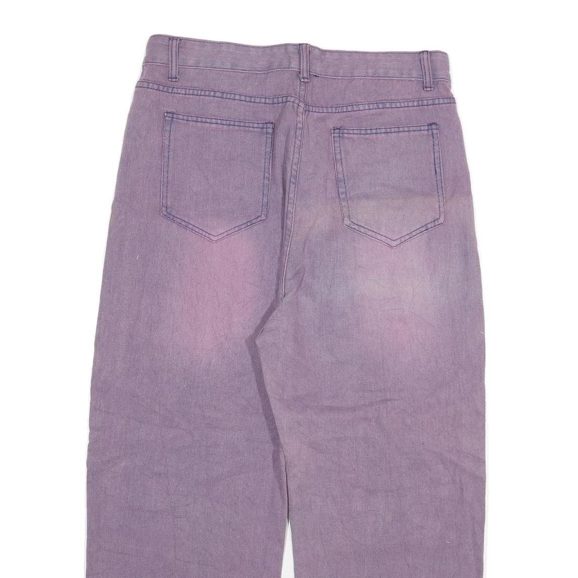 Womens Relaxed Purple Jeans Cotton Blend Zip W34 L24 Wide Leg Casual Vintage