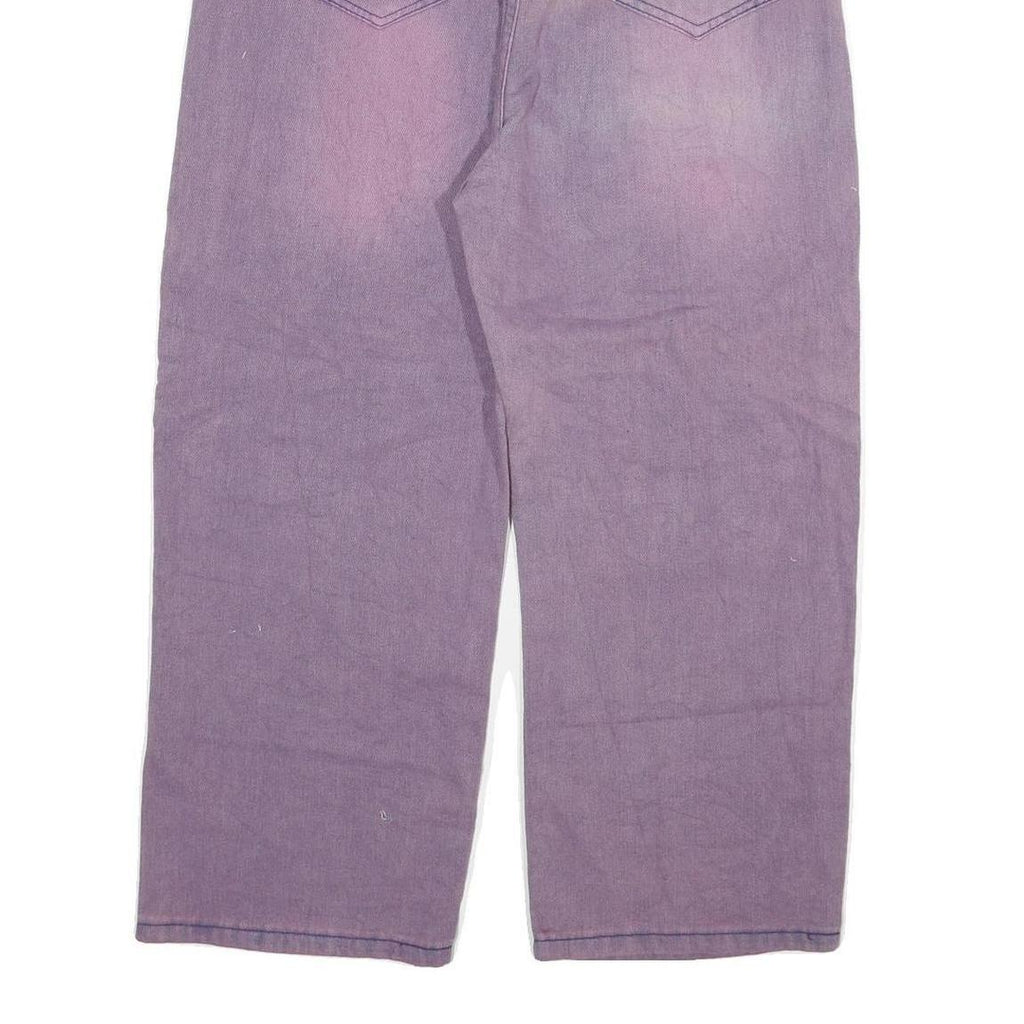 Womens Relaxed Purple Jeans Cotton Blend Zip W34 L24 Wide Leg Casual Vintage