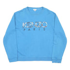 KENZO Mens Blue Sweatshirt XL Crew Neck Cotton Logo Paris Pullover Casual