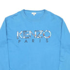 KENZO Mens Blue Sweatshirt XL Crew Neck Cotton Logo Paris Pullover Casual