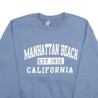 GILDAN Mens Blue Crew Neck M Manhattan Beach California Sweatshirt Cotton Blend